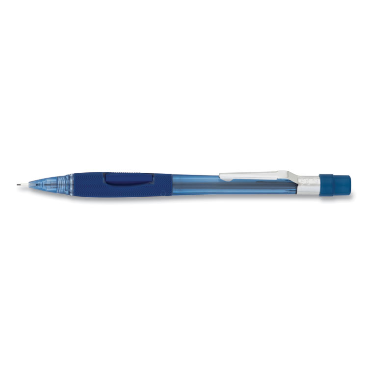 Pentel Quicker Clicker Mechanical Pencil, 0.7 mm, HB (#2), Black Lead, Transparent Blue Barrel (PENPD347TC)