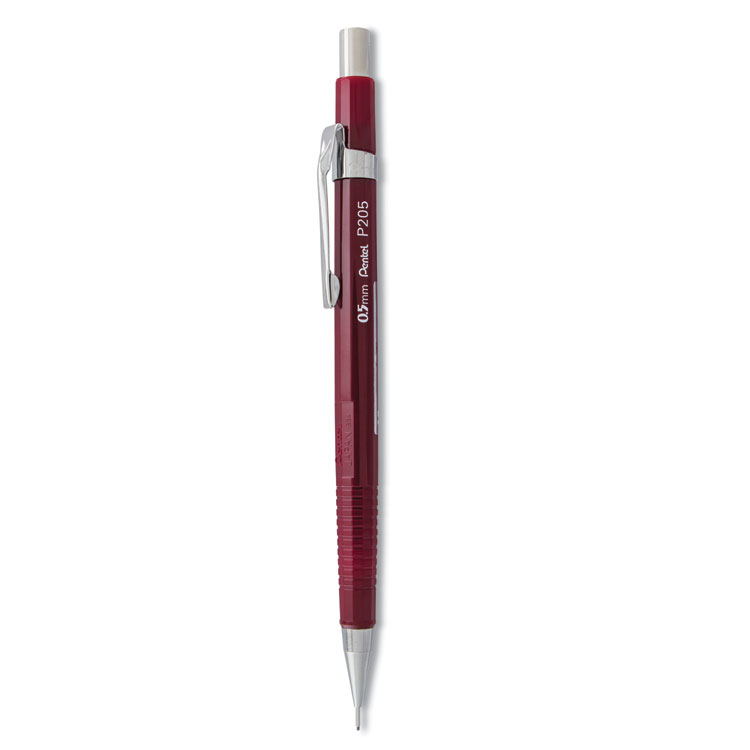 Pentel Sharp Mechanical Pencil, 0.5 mm, HB (#2), Black Lead, Burgundy Barrel (PENP205B)