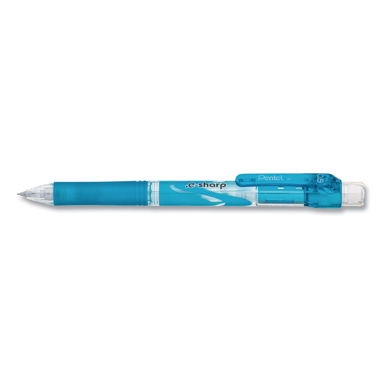 Pentel .e-Sharp Mechanical Pencil, 0.5 mm, HB (#2), Black Lead, Sky Blue Barrel, Dozen (PENAZ125S)