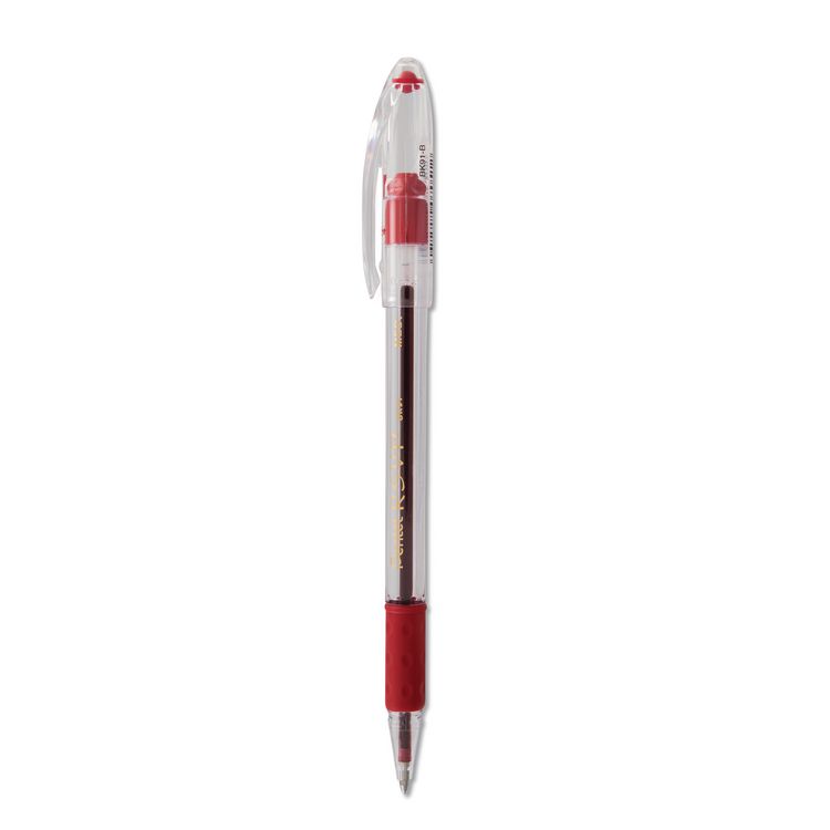 Pentel R.S.V.P. Ballpoint Pen, Stick, Medium 1 mm, Red Ink, Clear/Red Barrel, Dozen (PENBK91B)