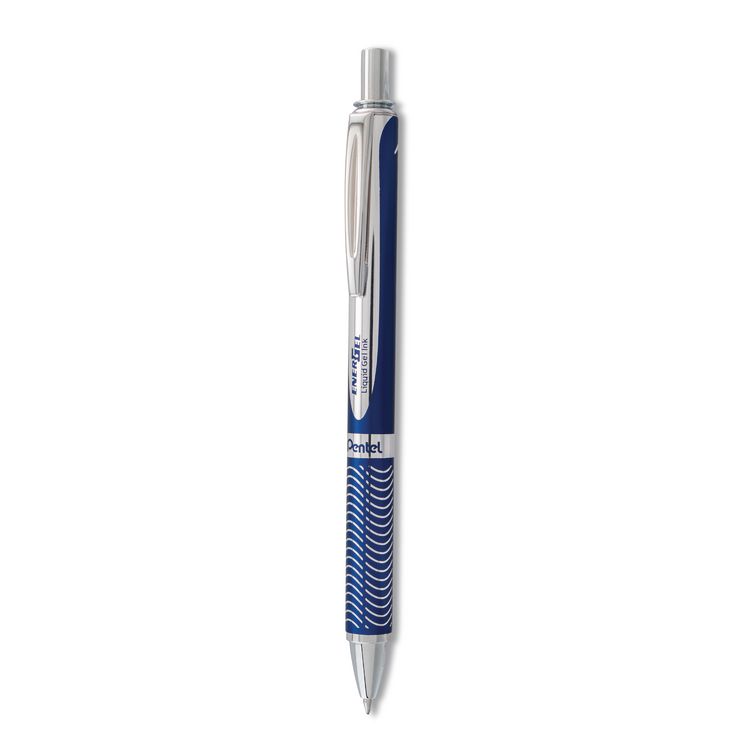 Pentel EnerGel Alloy RT Gel Pen, Retractable, Medium 0.7 mm, Black Ink, Blue Barrel (PENBL407CA)