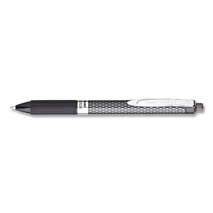 Pentel Oh! Gel Pen, Retractable, Medium 0.7 mm, Black Ink, Black Barrel, Dozen (PENK497A)