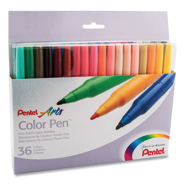 Pentel Fine Point 36-Color Pen Set, Fine Bullet Tip, Assorted Colors, 36/Set (PENS36036)