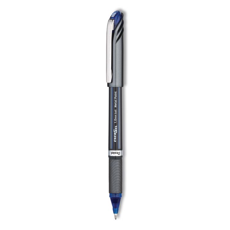 Pentel EnerGel NV Gel Pen, Stick, Bold 1 mm, Blue Ink, Gray/Blue Barrel, Dozen (PENBL30C)