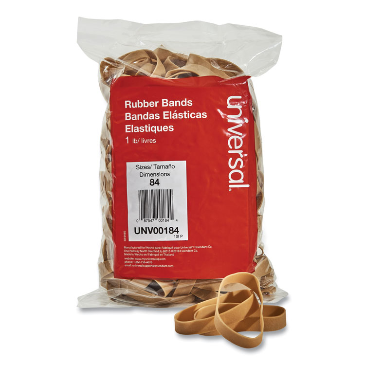 Universal Rubber Bands, Size 84, 0.04" Gauge, Beige, 1 lb Box, 155/Pack (UNV00184)