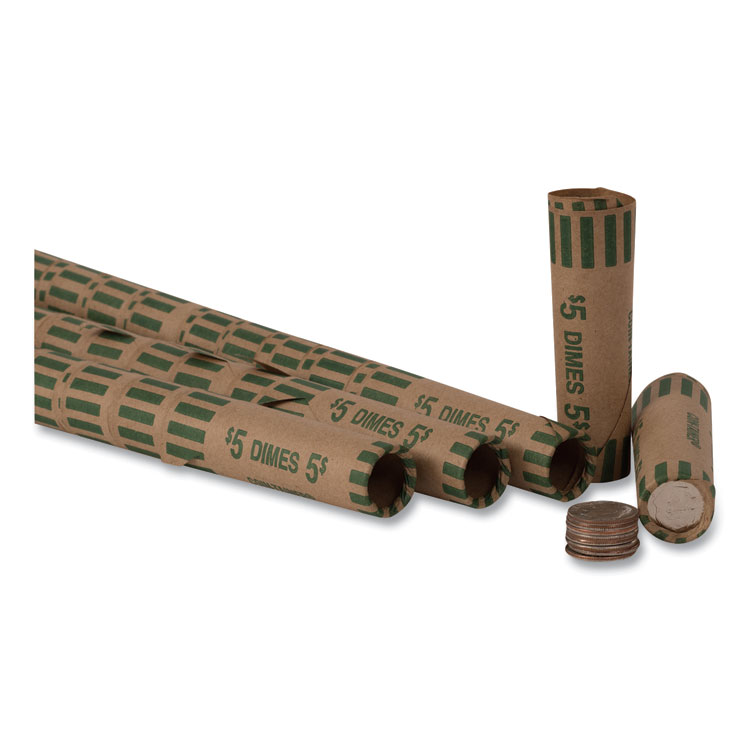 Pap-R Products Preformed Tubular Coin Wrappers, Dimes, $5, 1000 Wrappers/Box (CTX20010)