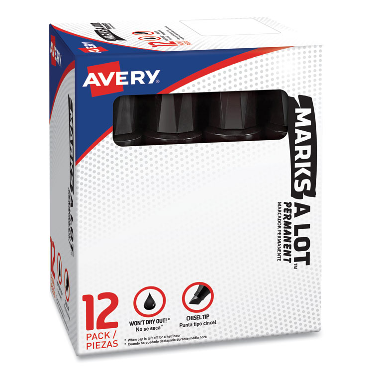 Avery MARKS A LOT Extra-Large Desk-Style Permanent Marker, Extra-Broad Chisel Tip, Black (24148) (AVE24148)