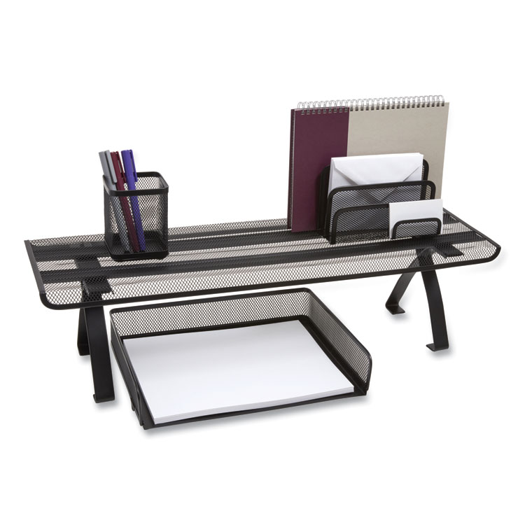 TRU RED Wire Mesh Raised Shelf, 26.57 x 1.5 x 7.48, Black (TUD24402492)