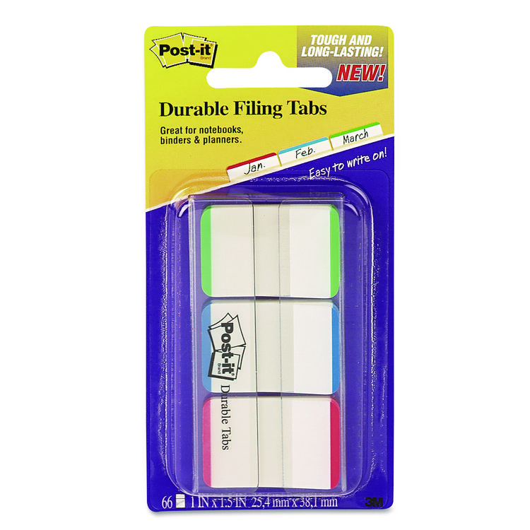 Post-it Tabs 1" Lined Tabs, 1/5-Cut, Lined, Assorted Colors, 1" Wide, 66/Pack (MMM686LGBR)
