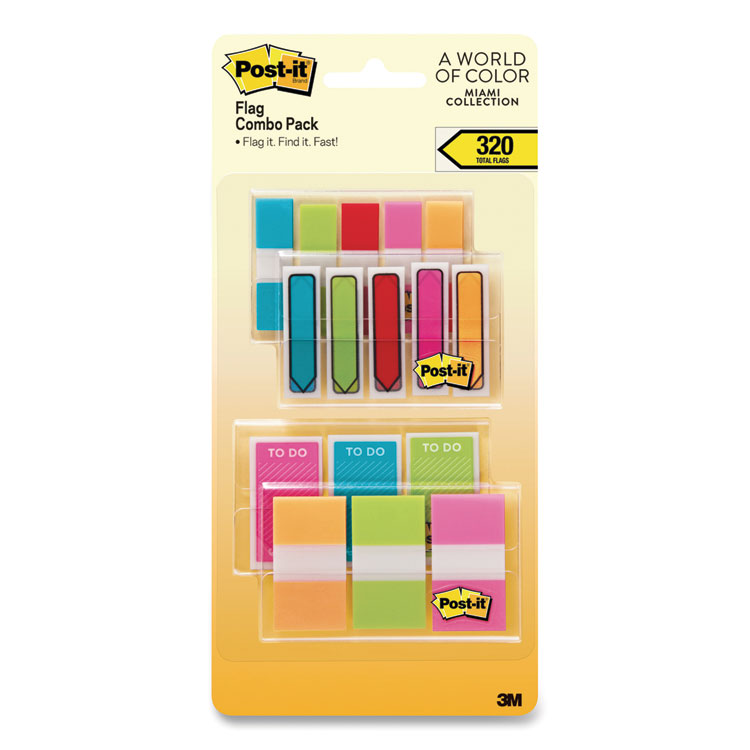 Post-it Standard and Arrow Flag Combo Pack, 0.47" and 0.94", Assorted Colors, 320/Pack (MMM683XLM)