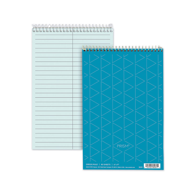 TOPS Prism Steno Pads, Gregg Rule, Blue Cover, 80 Blue 6 x 9 Sheets, 4/Pack (TOP80284)