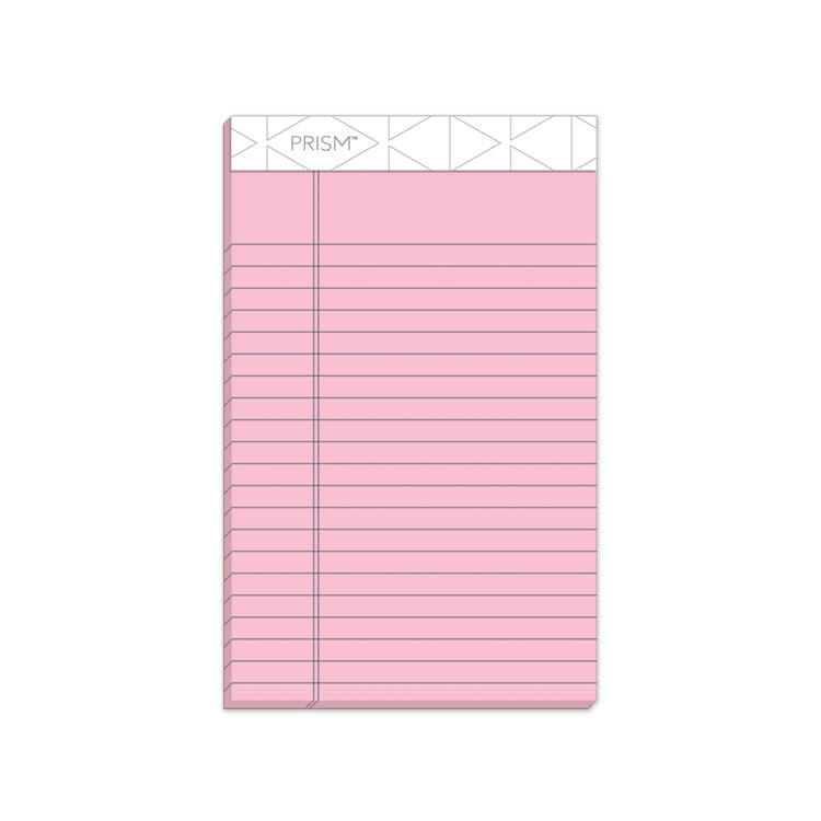 TOPS Prism + Colored Writing Pads, Narrow Rule, 50 Pastel Pink 5 x 8 Sheets, 12/Pack (TOP63050)