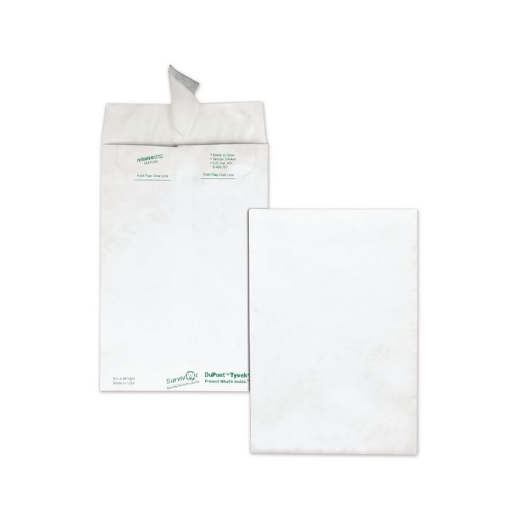 Survivor Lightweight 14 lb Tyvek Catalog Mailers, #6 1/2, Square Flap, Redi-Strip Adhesive Closure, 6 x 9, White, 100/Box (QUAR1320)