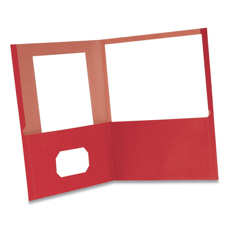 Oxford Earthwise by Oxford 100% Recycled Paper Twin-Pocket Portfolio, 100-Sheet Capacity, 11 x 8.5, Red, 10/Pack (ESS00573EE)