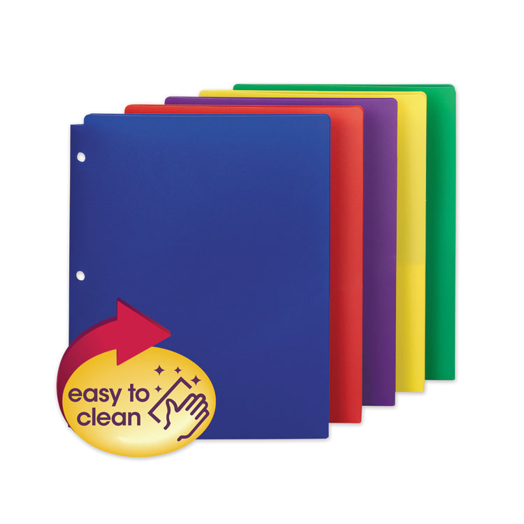 Smead Poly Snap-In Two-Pocket Folder, 50-Sheet Capacity, 11 x 8.5, Assorted, 10/Pack (SMD87939)