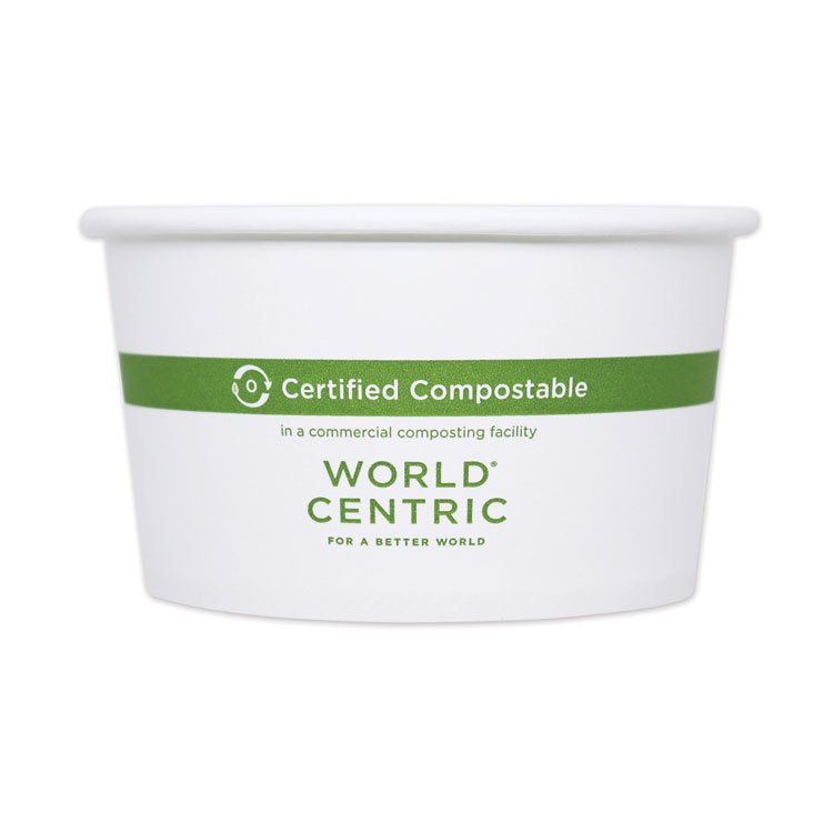 World Centric Paper Bowls, 16 oz, 4.4" Diameter x 3" h, White, 500/Carton (WORBOPA16)