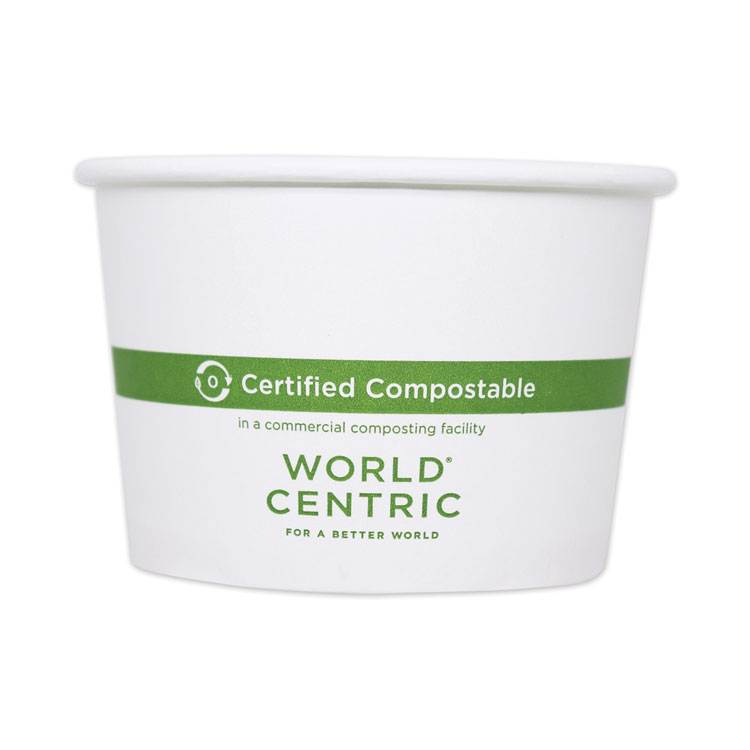 World Centric Paper Bowls, 32 oz, 4.4" Diameter x 5.8" h, White, 500/Carton (WORBOPA32)