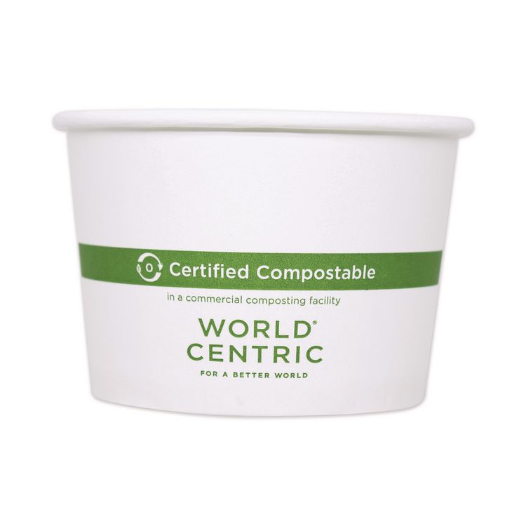World Centric Paper Bowls, 8 oz, 3.5" Diameter x 2.3" h, White, 1,000/Carton (WORBOPA8)