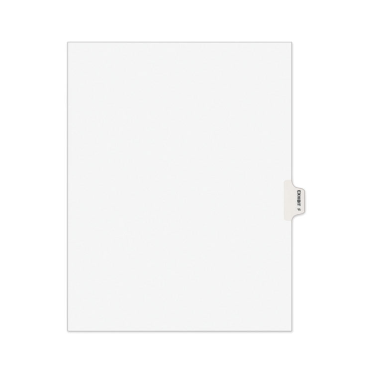 Avery Avery-Style Preprinted Legal Side Tab Divider, 26-Tab, Exhibit F, 11 x 8.5, White, 25/Pack, (1376) (AVE01376)