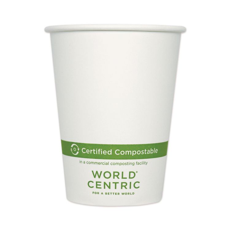 World Centric Paper Hot Cups, 12 oz, White, 1,000/Carton (WORCUPA12)