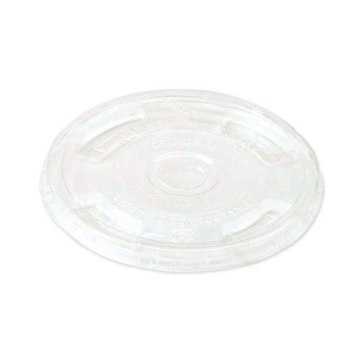World Centric PLA Clear Cold Cup Lids, Flat Lid, Fits 9 oz to 24 oz Cold Cups, Plastic, Clear, 1,000/Carton (WORCPLCS12)