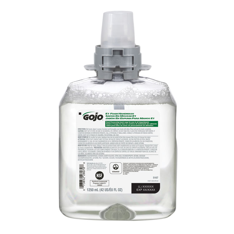 GOJ516704CT - GOJO E1 Foam Handwash Refill, Fragrance-Free, 1,250 mL, 4/Carton (GOJ516704CT)