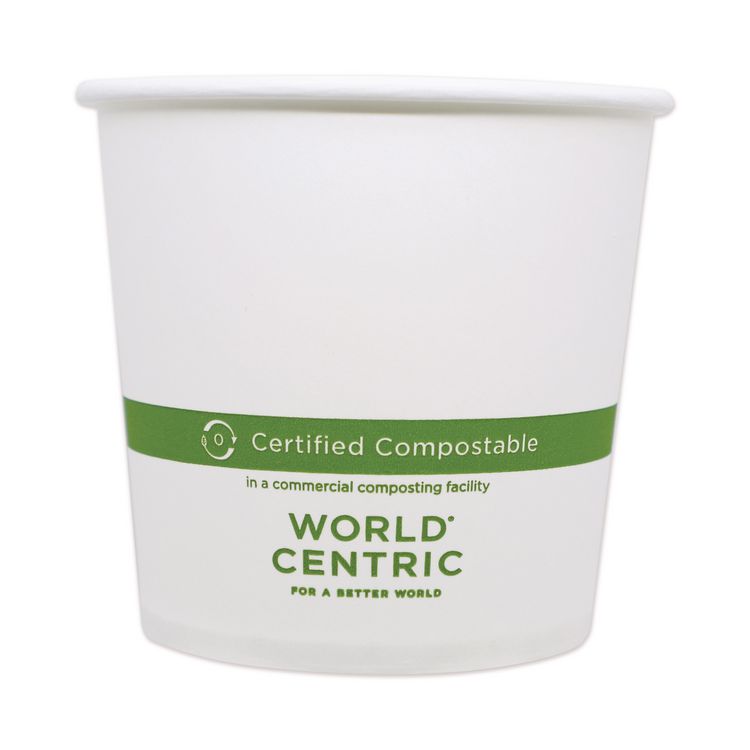 World Centric Paper Bowls, 24 oz, 4.4" Diameter x 4.4" h, White, 500/Carton (WORBOPA24)