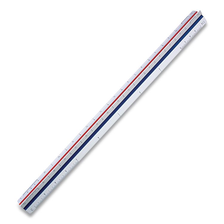 Staedtler Triangular Scale Plastic Engineers Ruler, 12" Long, White with Colored Grooves (STD9871834BK)