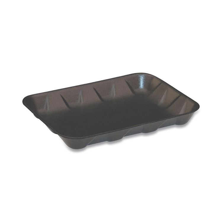 Pactiv Evergreen Supermarket Tray, #4D, 9.58 x 7.08 x 1.25, Black, Foam, 400/Carton (PCT51P904D)