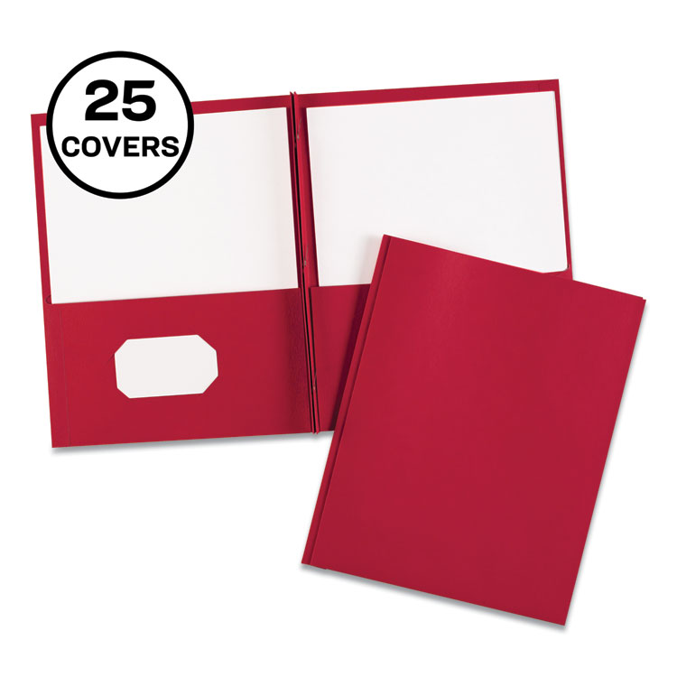 Avery Two-Pocket Folder, Prong Fastener, 0.5" Capacity, 11 x 8.5, Red, 25/Box (AVE47979)