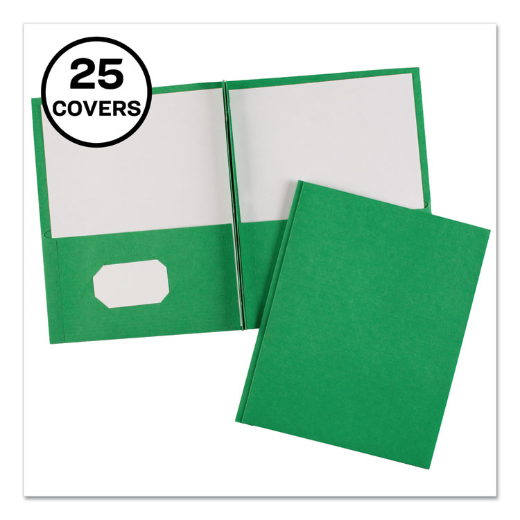 Avery Two-Pocket Folder, Prong Fastener, 0.5" Capacity, 11 x 8.5, Green, 25/Box (AVE47977)