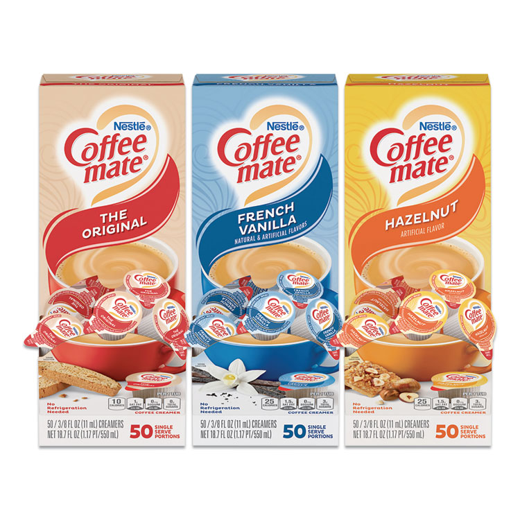 Coffee mate Liquid Coffee Creamer, Assorted Flavors, 0.38 oz Mini Cups, 150/Carton (NES46193CT)