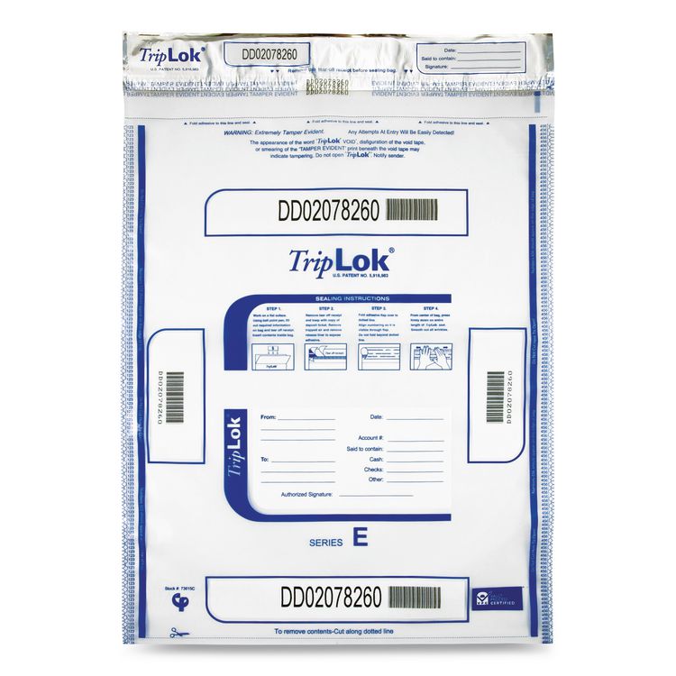 TripLOK Deposit Bag, Plastic, 15 x 20, Clear, 250/Carton (CNK585048)