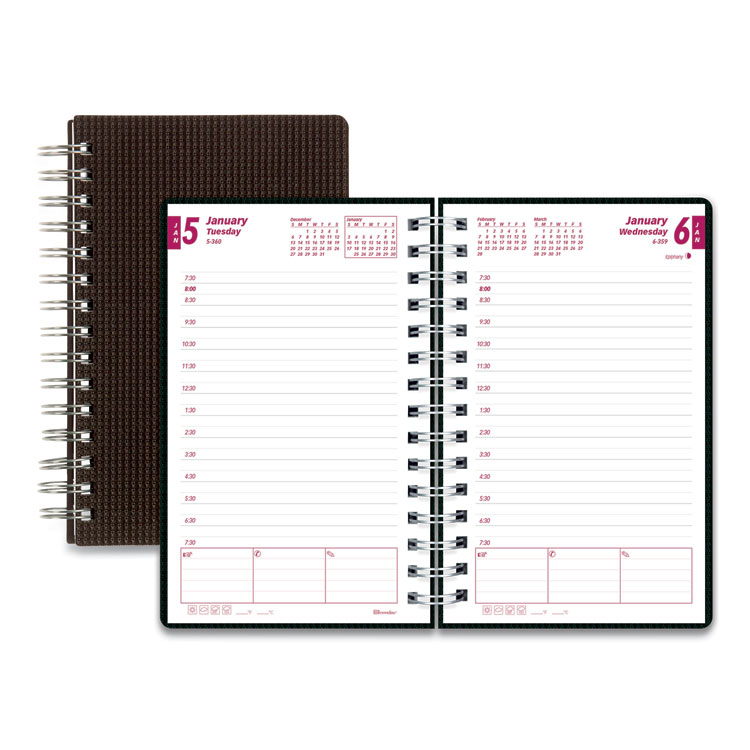 Brownline DuraFlex Daily Planner, 8 x 5, Black Cover, 12-Month (Jan to Dec): 2026 (REDCB634VBLK)
