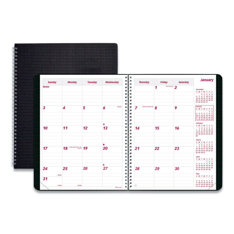 Brownline DuraFlex 14-Month Planner, 8.88 x 7.13, Black Cover, 14-Month: Dec 2025 to Jan 2027 (REDCB1200VBLK)
