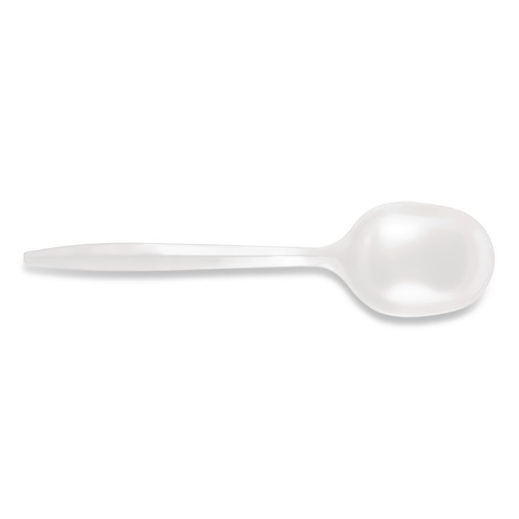 Berkley Square Mediumweight Polypropylene Cutlery, Soup Spoon, Plastic, White, 1,000/Carton (BSQ1014000)