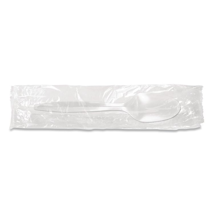 Berkley Square Individually Wrapped Mediumweight Cutlery, Spoon, Plastic, White, 1,000/Carton (BSQ1103000)