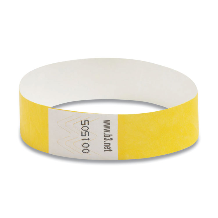 SICURIX Security Wristbands, Sequentially Numbered, 10" x 0.75", Yellow, 100/Pack (BAU85070)
