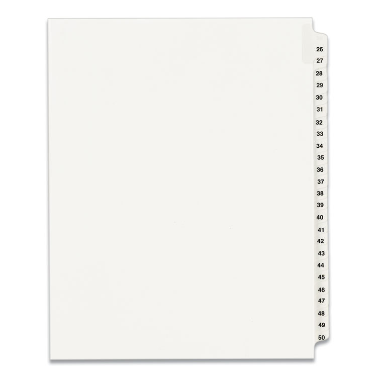 Avery Preprinted Legal Exhibit Side Tab Index Dividers, Avery Style, 25-Tab, 26 to 50, 11 x 8.5, White, 1 Set, (1331) (AVE01331)
