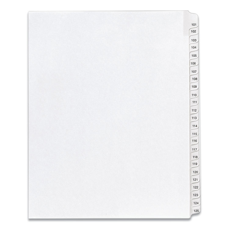 Avery Preprinted Legal Exhibit Side Tab Index Dividers, Allstate Style, 25-Tab, 101 to 125, 11 x 8.5, White, 1 Set, (1705) (AVE01705)