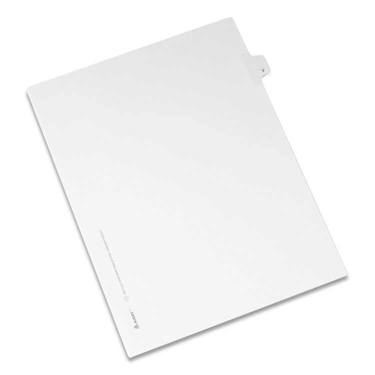 Avery Preprinted Legal Exhibit Side Tab Index Dividers, Allstate Style, 26-Tab, V, 11 x 8.5, White, 25/Pack (AVE82184)