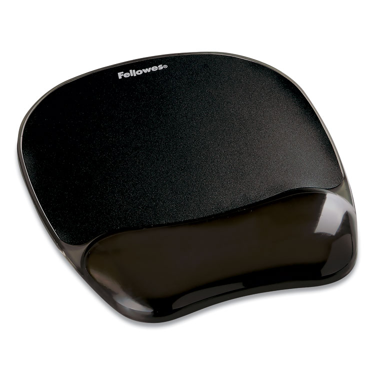 Fellowes Gel Crystals Mouse Pad with Wrist Rest, 7.87 x 9.18, Black (FEL9112101)