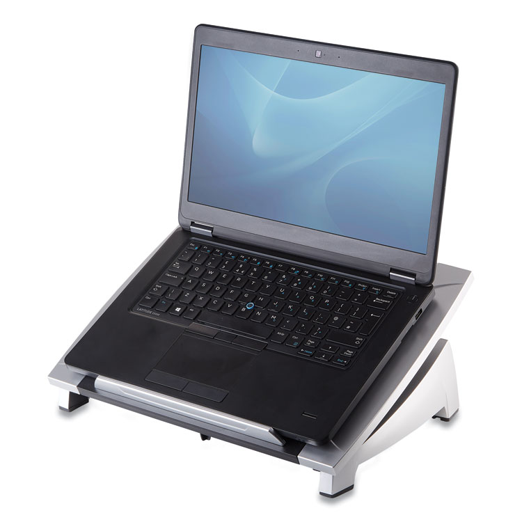 Fellowes Office Suites Laptop Riser, 15.13" x 11.38" x 4.5" to 6.5", Black/Silver, Supports 10 lbs (FEL8032001)