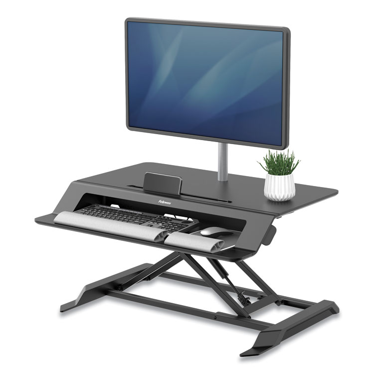 Fellowes Lotus LT Sit-Stand Workstation, 34.38" x 28.38" x 7.62", Black (FEL8215001)