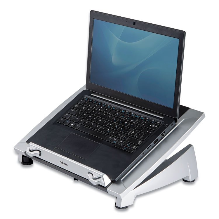 Fellowes Office Suites Laptop Riser Plus, 15.06" x 10.5" x 6.5", Black/Silver, Supports 10 lbs (FEL8036701)