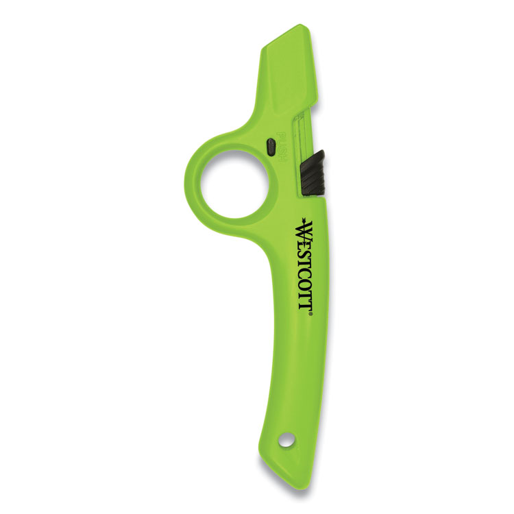 Westcott Full Size Retractable Box Cutter, Plastic Handle, Green, 6/Box (ACM17530)