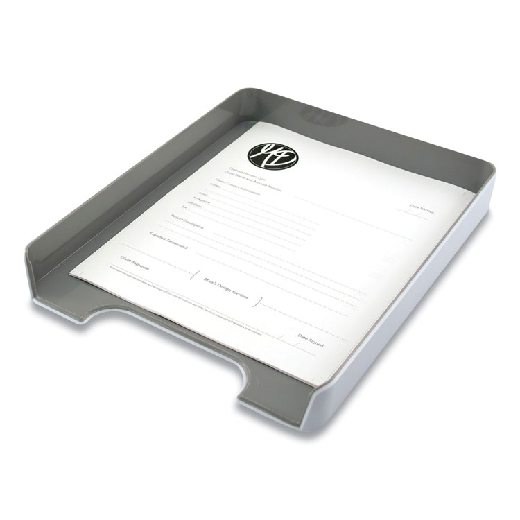 Advantus Fusion Letter Tray, 1 Section, Letter Size Files, 12.63 x 10 x 1.75, White/Gray (AVT37522)