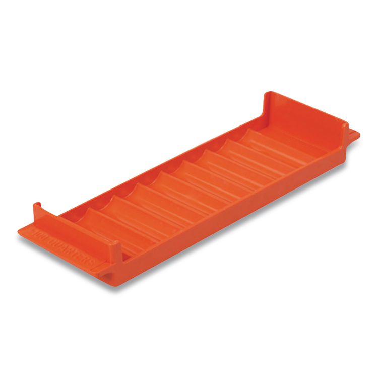 CONTROLTEK Stackable Plastic Coin Tray, Quarters, 10 Compartments, Denomination and Capacity Etched On Side, Stackable, Orange (CNK560563EA)