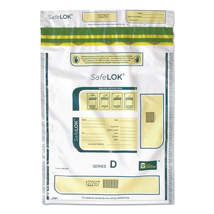 SafeLOK Series D Deposit Bags, 12 x 16, White, 100/Pack (CNK585094)