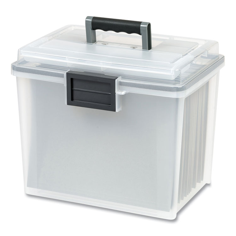 IRIS WEATHERTIGHT Portable File Box, Letter Files, 13.7 x 10.4 x 11.8, Clear/Gray Accents (IRS110351)